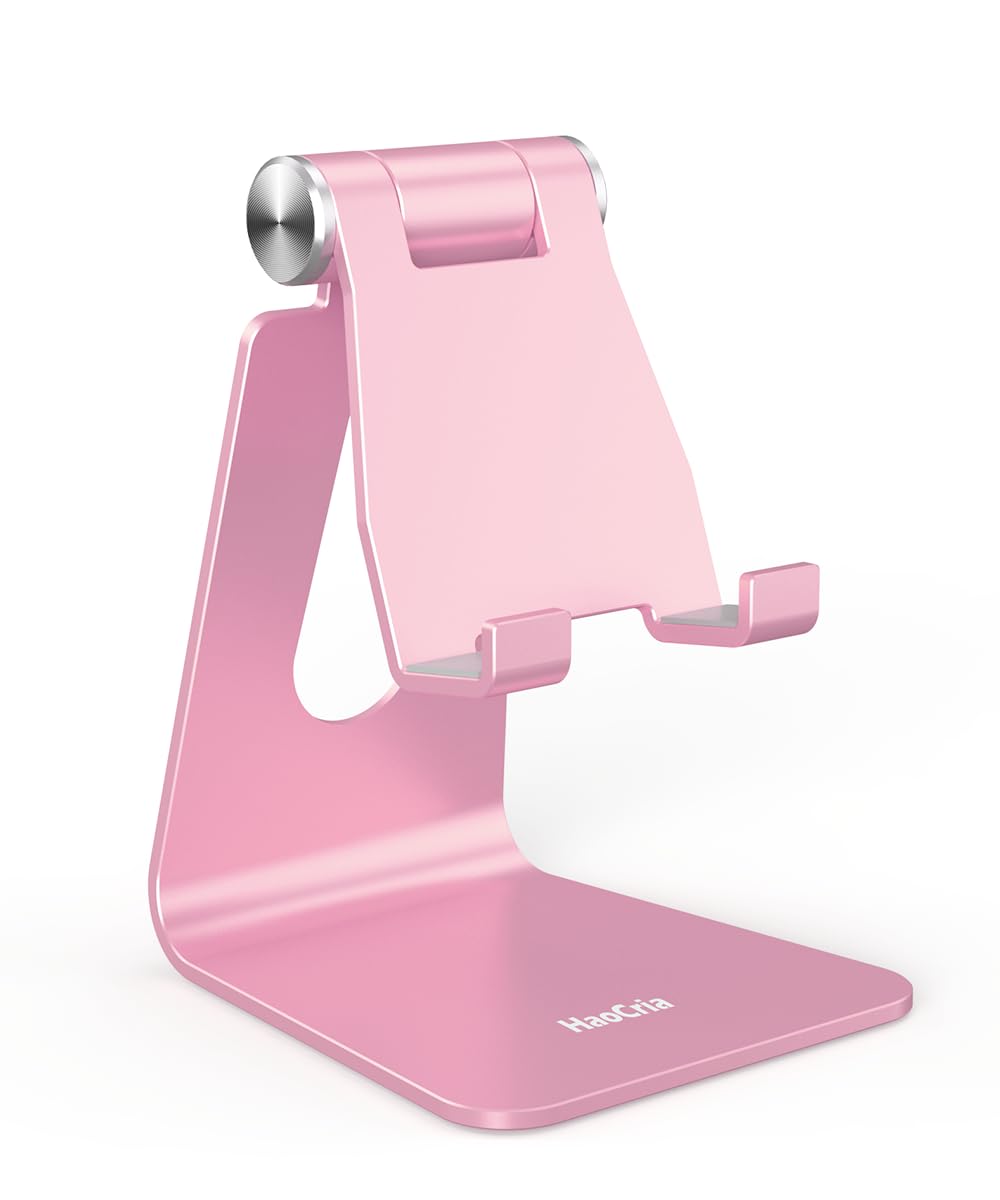 Cell Phone Stand for Desk- Adjustable Phone Stand Holder, Cradle, Dock, Desktop Stand for iPhone 17 16, 15, 14, Plus, Pro, Pro Max, 13 12 X XS,4-8" Phones, Office Accessories (Rose Gold)