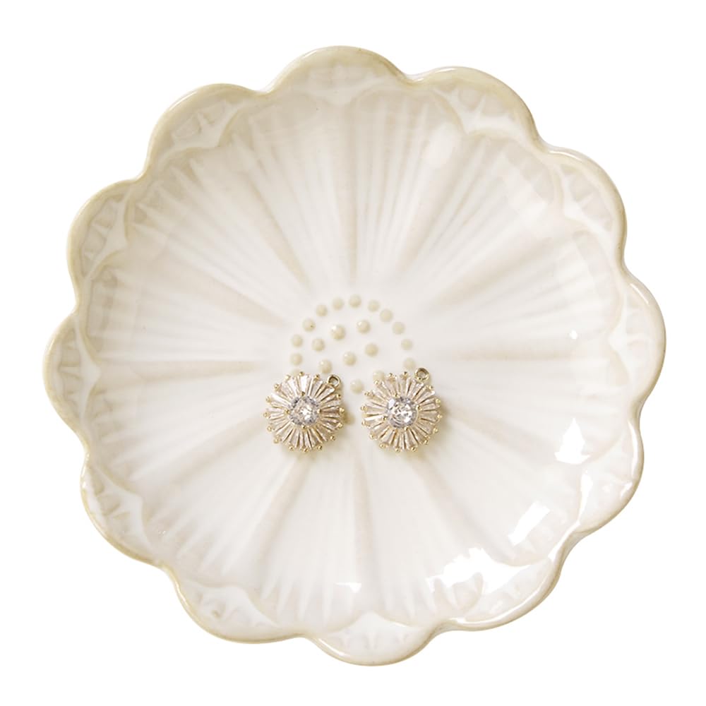 JAMEND CLXP Lotus Leaf Shape Decorative Ring Tray, Small Key Bowl, Ceramic Trinket Tray Jewelry Dish Organizing Necklace Earrings, Home Decoration for Mom Best Friend Sister, Light Green.