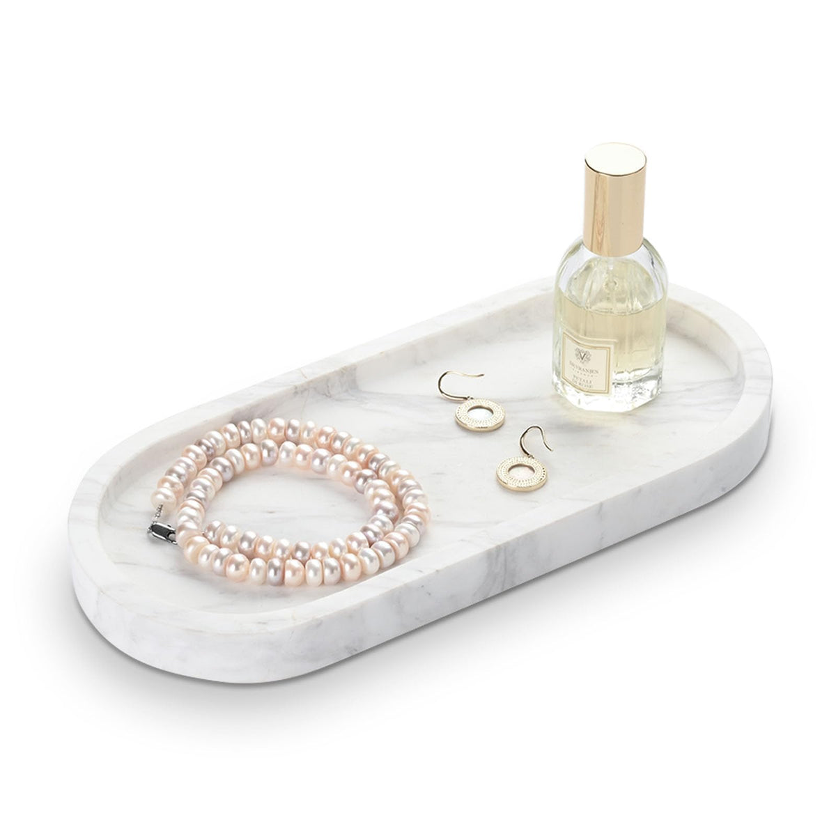 Turkish Marble Perfume Tray, Beige Bathroom Tray 10 Inch