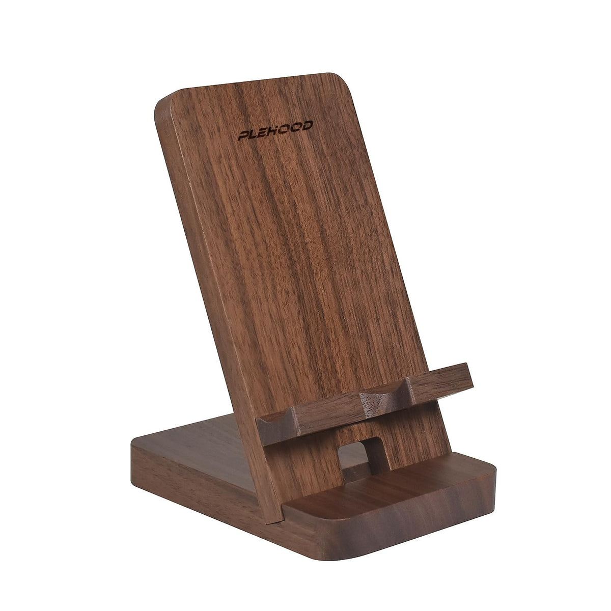 Wood Phone Stand, Desktop Wooden Phone Holder, Portable Office Phone Stand for Desk, Wood ipad Stand, Compatible with iPhone & All Cell Phones (Walnut)