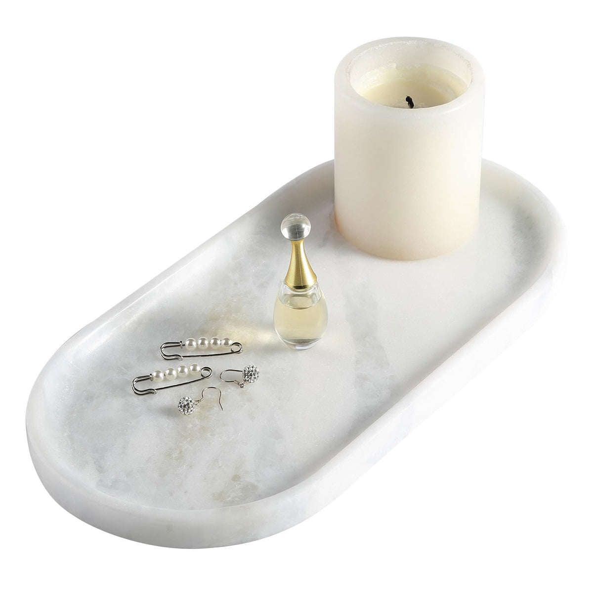 Koville Italian Travertine Tray, 12"x6" Vanity Decorative Marble Tray for Countertop, Catchall Tray for Perfume, Candles, Jewelry Dish Tray