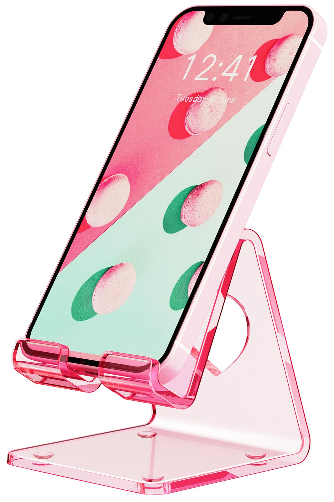 Crpich Acrylic Cell Phone Stand, Portable Phone Holder, Clear Phone Stand for Desk, Compatible with Phone16 15 14 13 Pro Max Mini 12 11 SE, Switch, Android Smartphone, Pad, Tablet, Desk Accessories