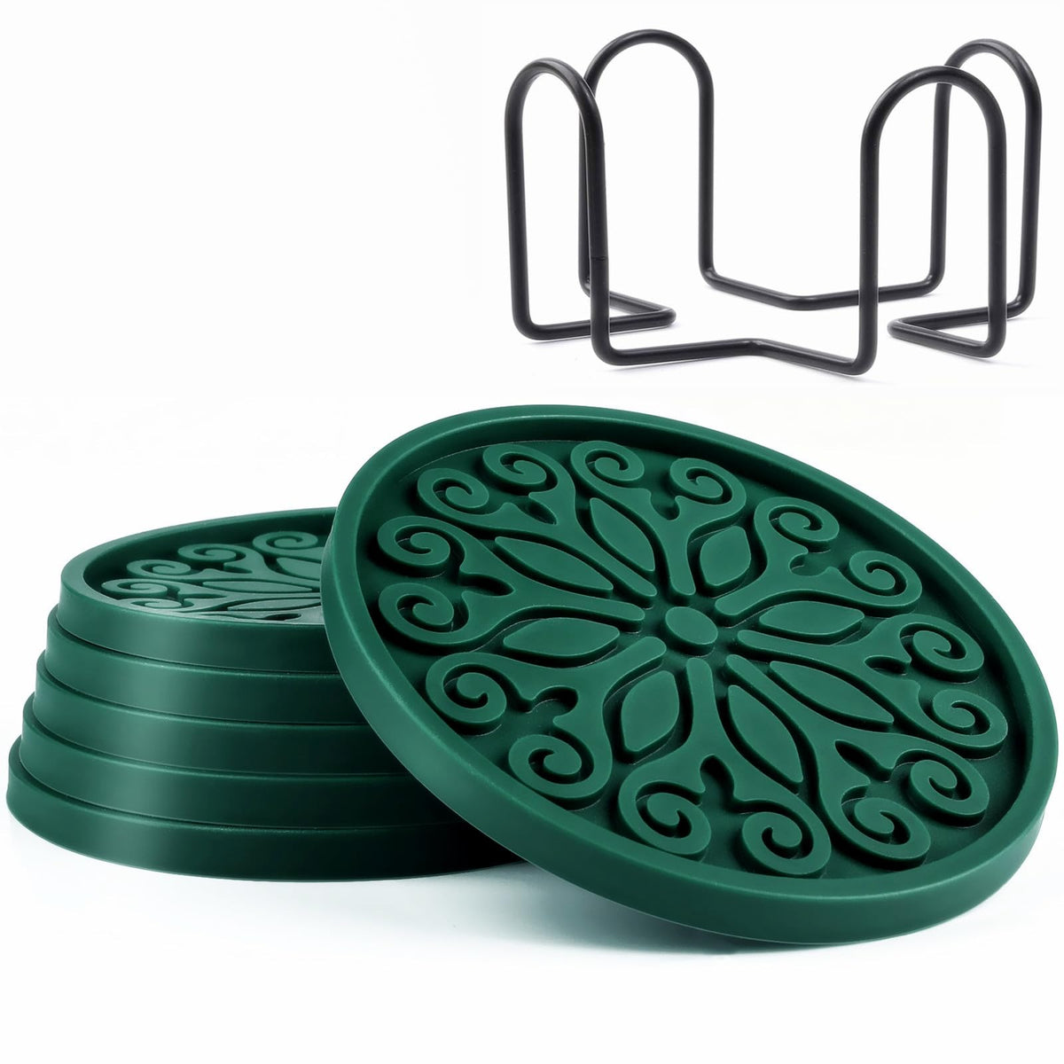 Silicone Coasters for Drinks,Resistant Reusable Drink Coasters-Great Gift for Birthday, Housewarming,Room Decor,Holiday Party (*2-Gray)