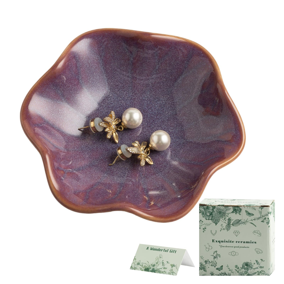 BEUNAIZER Jewelry Dish Tray, Ring Dish, Ceramic Trinket Tray, Key Bowl