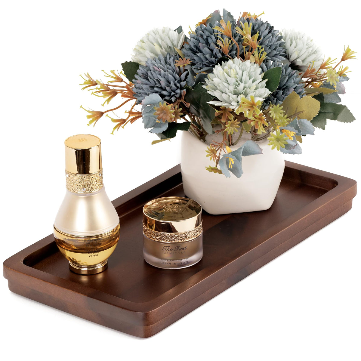 Demigo Bathroom Vanity Tray, Natural Acacia Organizer Tray, 11.8 x 5.9 in