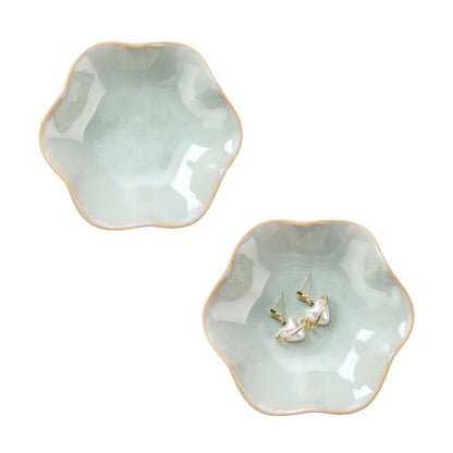 JAMEND CLXP Lotus Leaf Shape Decorative Ring Tray, Small Key Bowl, Ceramic Trinket Tray Jewelry Dish Organizing Necklace Earrings, Home Decoration for Mom Best Friend Sister, Light Green.