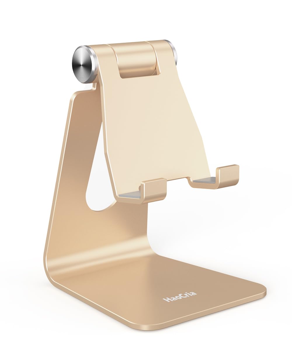 Cell Phone Stand for Desk- Adjustable Phone Stand Holder, Cradle, Dock, Desktop Stand for iPhone 17 16, 15, 14, Plus, Pro, Pro Max, 13 12 X XS,4-8" Phones, Office Accessories (Rose Gold)