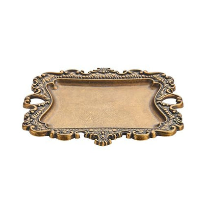 khtumeware 1 Pack Vintage Gold Jewelry Dish Antique Brass Jewelry Trays ideal for holding jewelry rings and small trinkets.