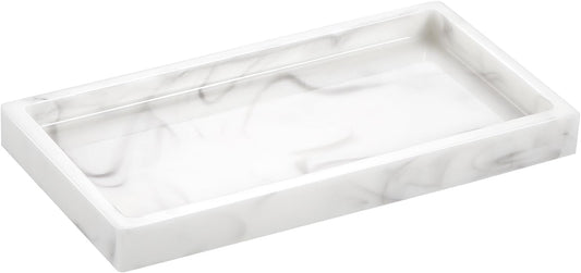 Emibele Bathroom Vanity Tray Countertop, 8" Rectangular Marble Resin Tray