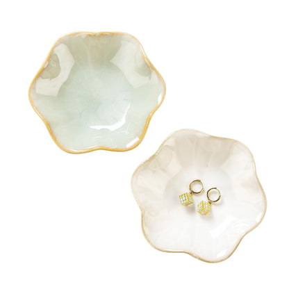 JAMEND CLXP Lotus Leaf Shape Decorative Ring Tray, Small Key Bowl, Ceramic Trinket Tray Jewelry Dish Organizing Necklace Earrings, Home Decoration for Mom Best Friend Sister, Light Green.