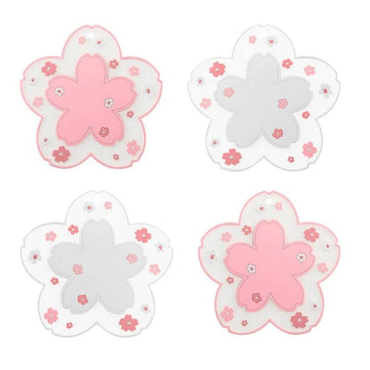 Sakura Coffee Cup Mat Kawaii Coaster 2PCS Cute Cherry Blossom PVC Home Tea Mug Pink Flower Pattern Anti-Skid Pot Bowl Pad Placemat for Desk Drink Table Decor Kawaii Accessories (Small)