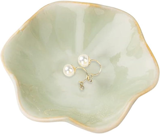 Binoster Ceramic Jewelry Dish,Leaf Jewelry Tray Key Tray,Small Ring Dish Holder Jewelry Plate Trinket Tray Catchall Tray Nightstand Decor For Entryway Green Table Room Decor