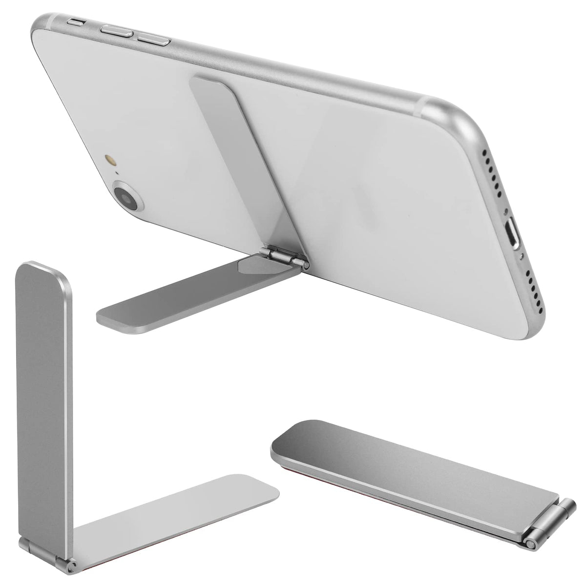 Giantree Ultra Thin Cell Phone Holder, Adjustable Mini Alloy Phone Kickstand Portable Phone Stand Foldable Phone Stand for Mobile Phone Tablet (Black)