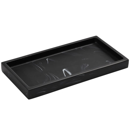 Luxspire Resin Bathroom Tray for Countertop Organizer, Mini, White Marble