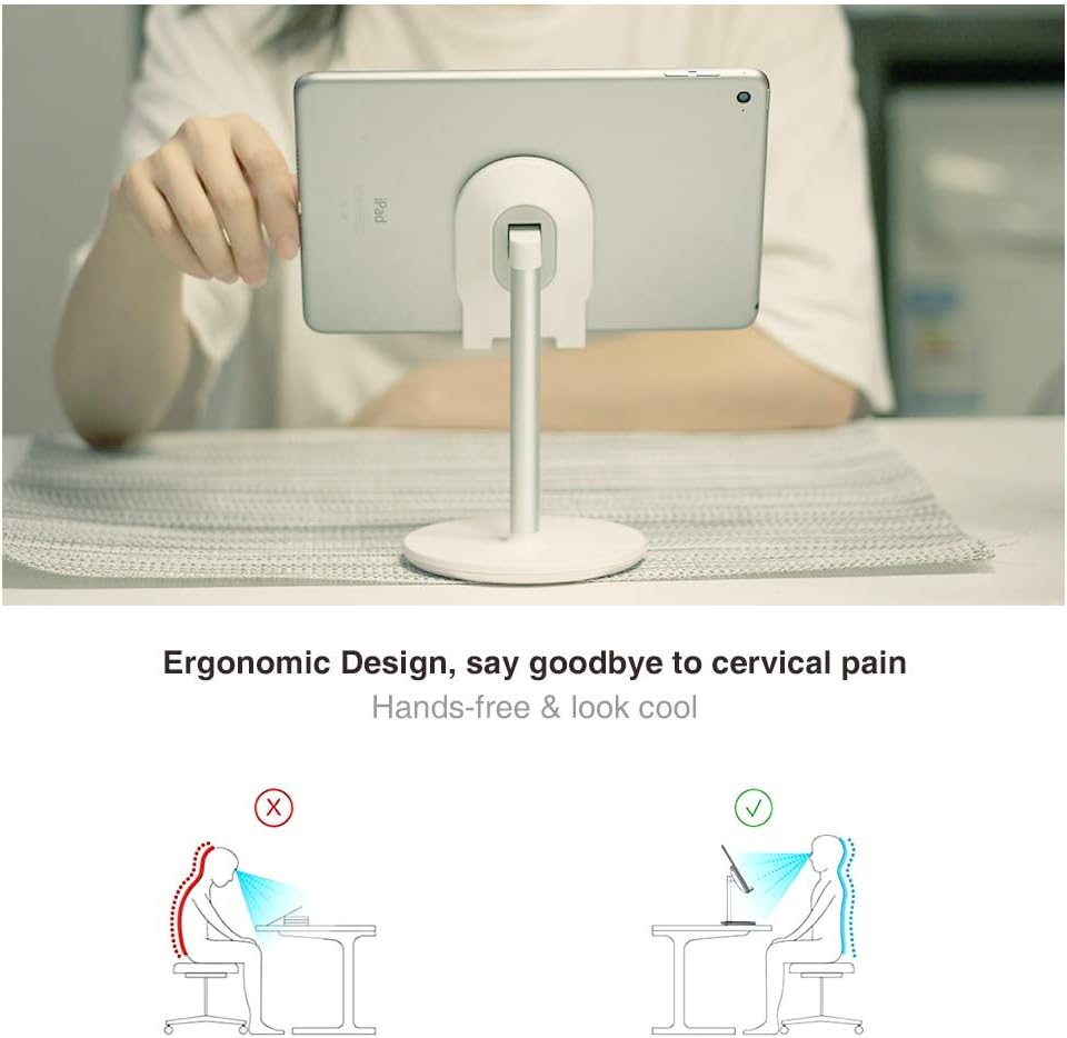 Bright Stone Phone Stand for Desk, Adjustable Cell Phone Holder for Desk, Compatible with 4"-12.9" Phones/Tablet/iPhone/iPad/Switch (White)