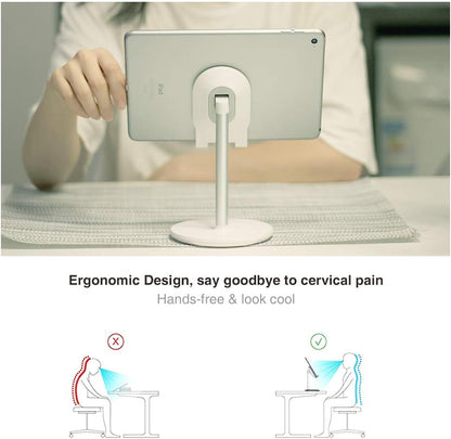 Bright Stone Phone Stand for Desk, Adjustable Cell Phone Holder for Desk, Compatible with 4"-12.9" Phones/Tablet/iPhone/iPad/Switch (White)