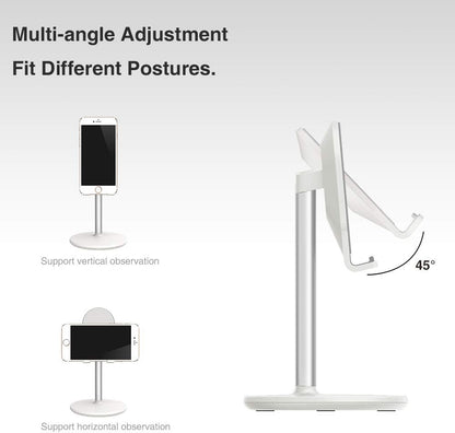 Bright Stone Phone Stand for Desk, Adjustable Cell Phone Holder for Desk, Compatible with 4"-12.9" Phones/Tablet/iPhone/iPad/Switch (White)