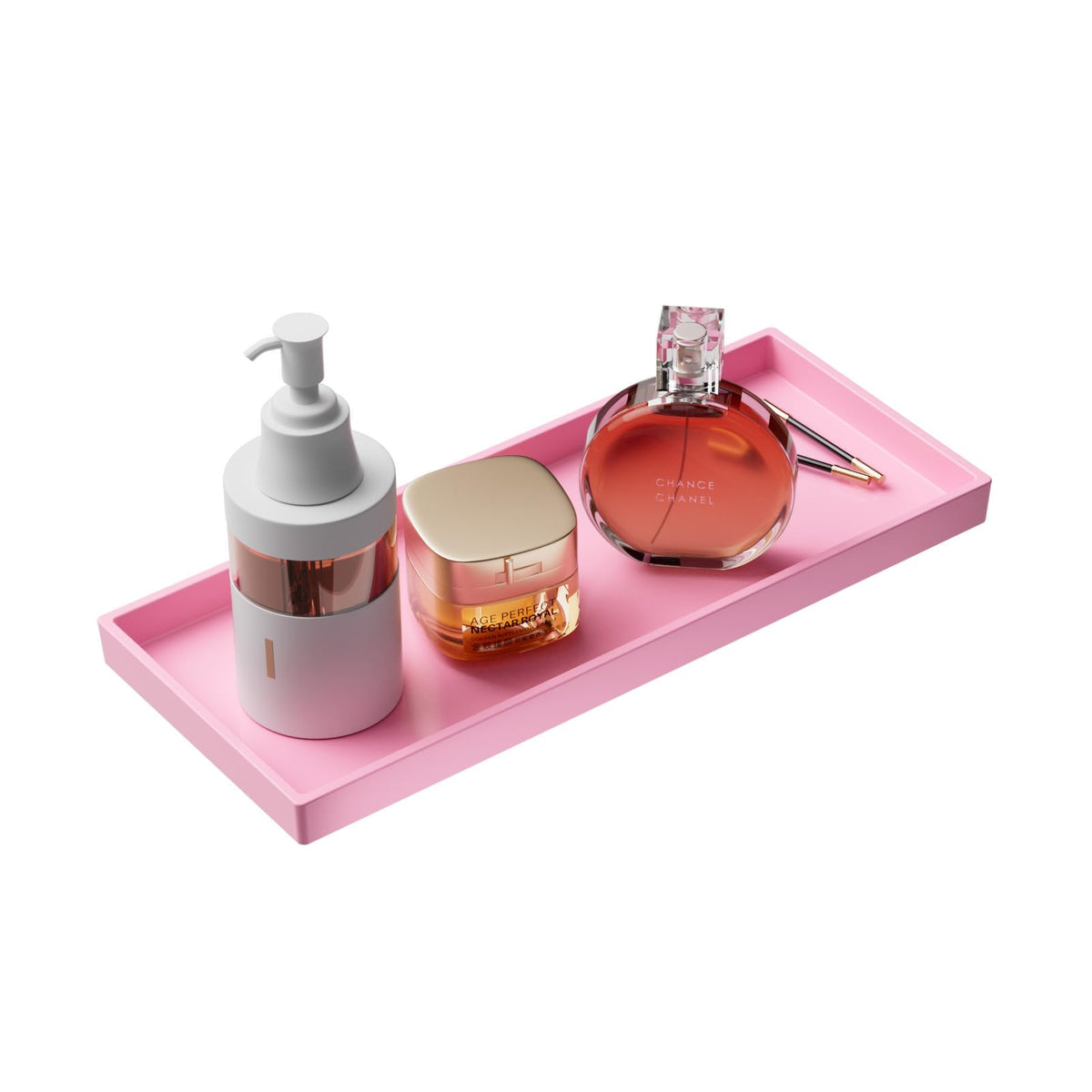 Vanity and Bathroom Tray, 7.7" ABS Countertop Organizer,Waterproof Vanity Tray for Toilet Tank,Perfume,Soap,Keys,Bathroom Accessories,Kitchen and Bath Trays,Non Slip Small Trays,White