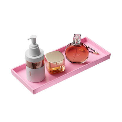 Vanity and Bathroom Tray, 7.7" ABS Countertop Organizer,Waterproof Vanity Tray for Toilet Tank,Perfume,Soap,Keys,Bathroom Accessories,Kitchen and Bath Trays,Non Slip Small Trays,White