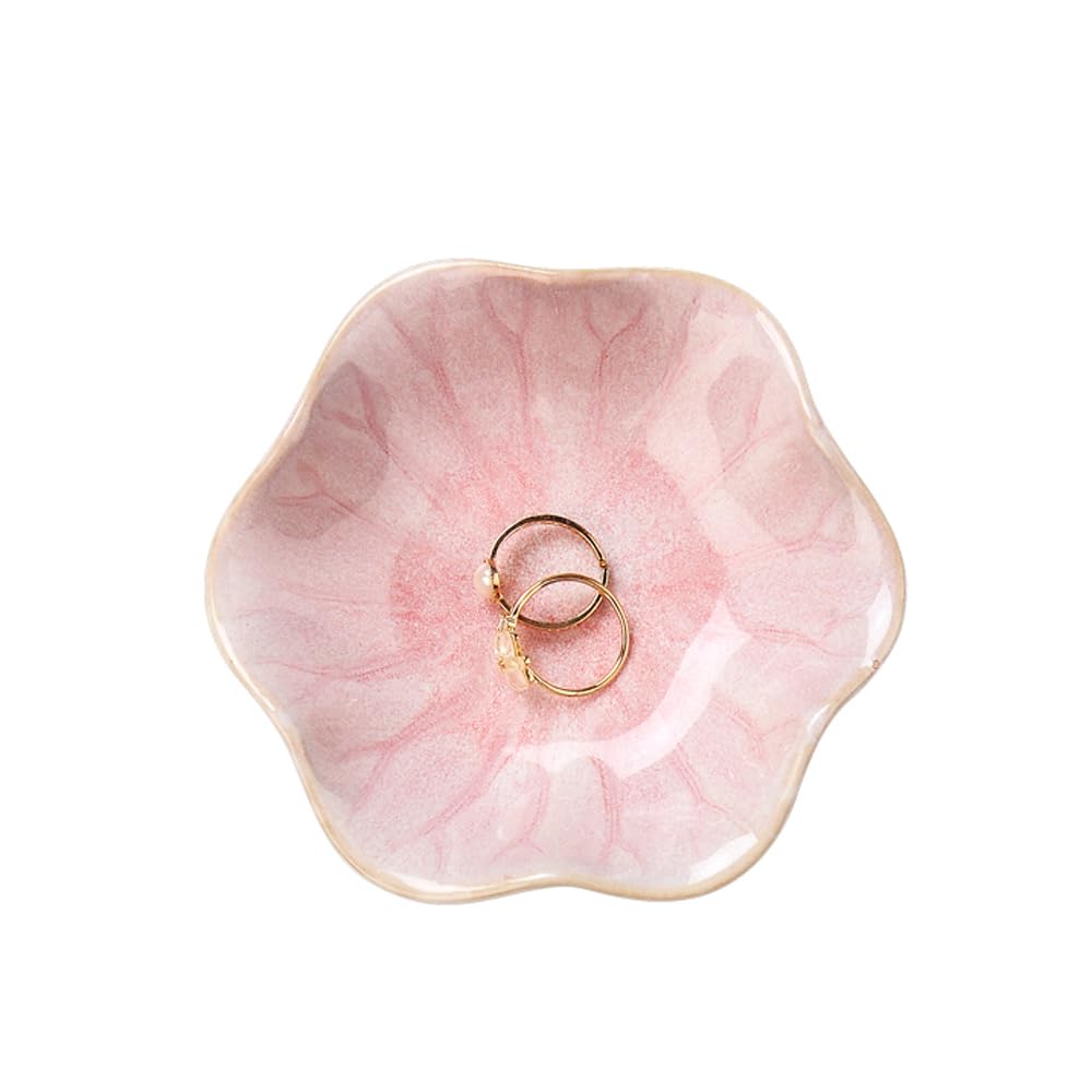 JAMEND CLXP Lotus Leaf Shape Decorative Ring Tray, Small Key Bowl, Ceramic Trinket Tray Jewelry Dish Organizing Necklace Earrings, Home Decoration for Mom Best Friend Sister, Light Green.