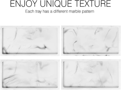 Luxspire Resin Bathroom Tray for Countertop Organizer, Mini, White Marble