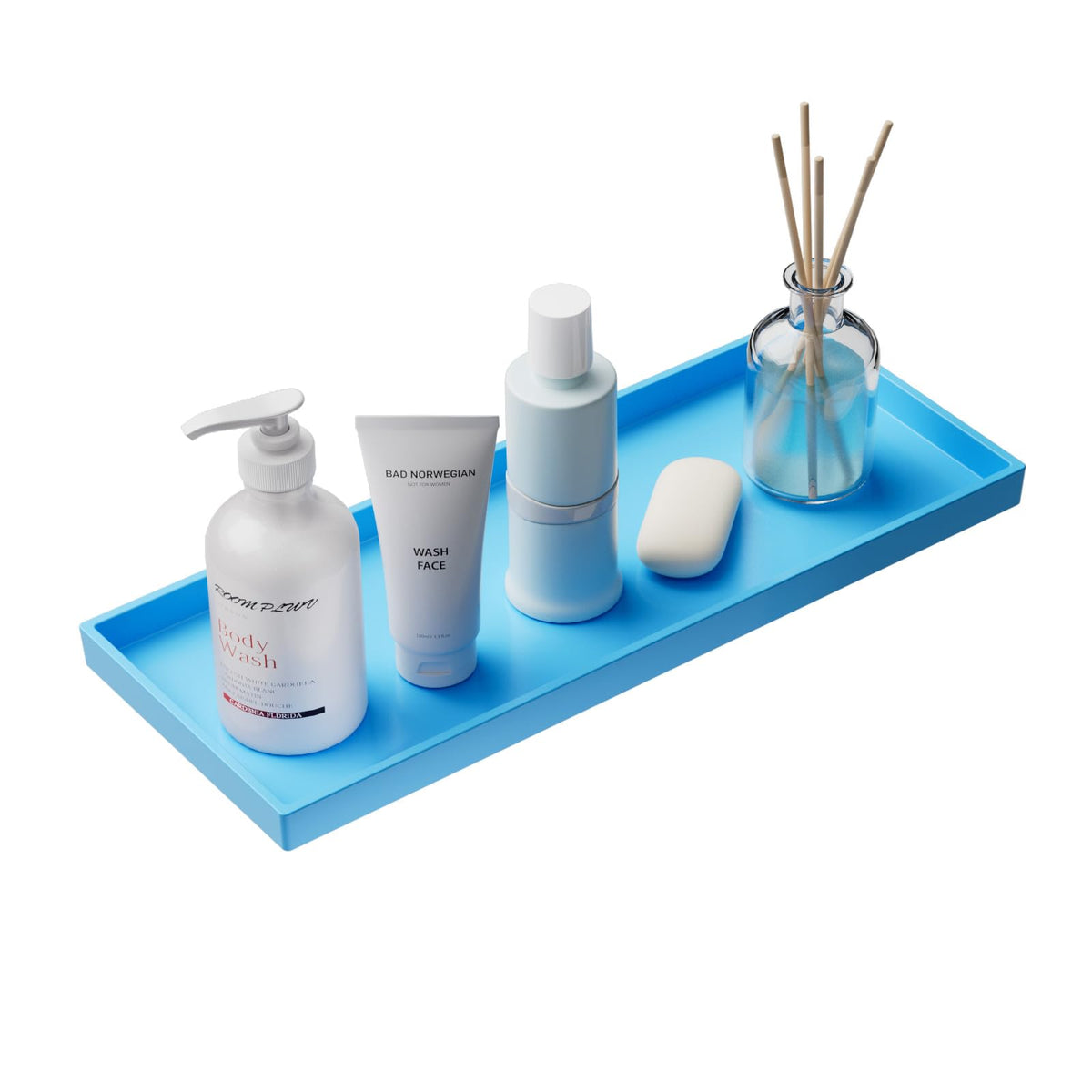 Vanity and Bathroom Tray, 7.7" ABS Countertop Organizer,Waterproof Vanity Tray for Toilet Tank,Perfume,Soap,Keys,Bathroom Accessories,Kitchen and Bath Trays,Non Slip Small Trays,White
