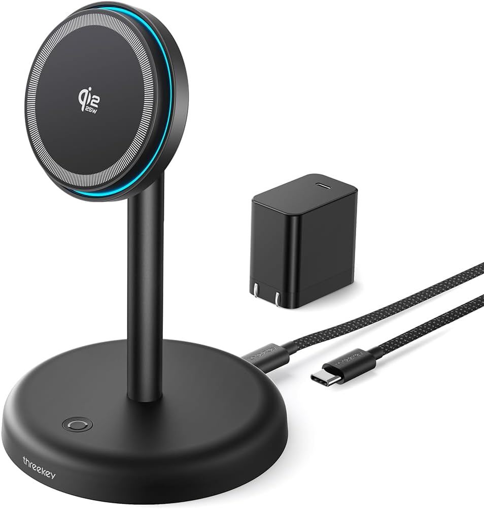 THREEKEY Magnetic Charging Stand Qi2 25W Fast Charging with Cooling Fan