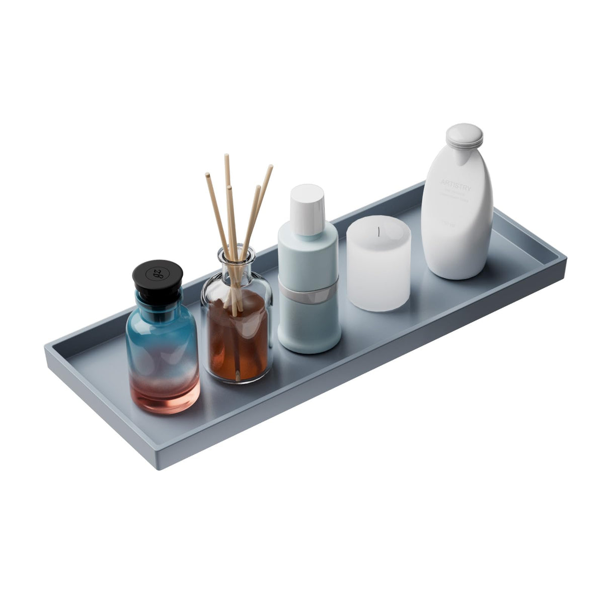Vanity and Bathroom Tray, 7.7" ABS Countertop Organizer,Waterproof Vanity Tray for Toilet Tank,Perfume,Soap,Keys,Bathroom Accessories,Kitchen and Bath Trays,Non Slip Small Trays,White