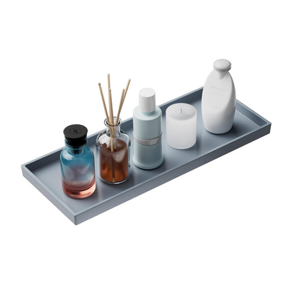 Vanity and Bathroom Tray, 7.7" ABS Countertop Organizer,Waterproof Vanity Tray for Toilet Tank,Perfume,Soap,Keys,Bathroom Accessories,Kitchen and Bath Trays,Non Slip Small Trays,White