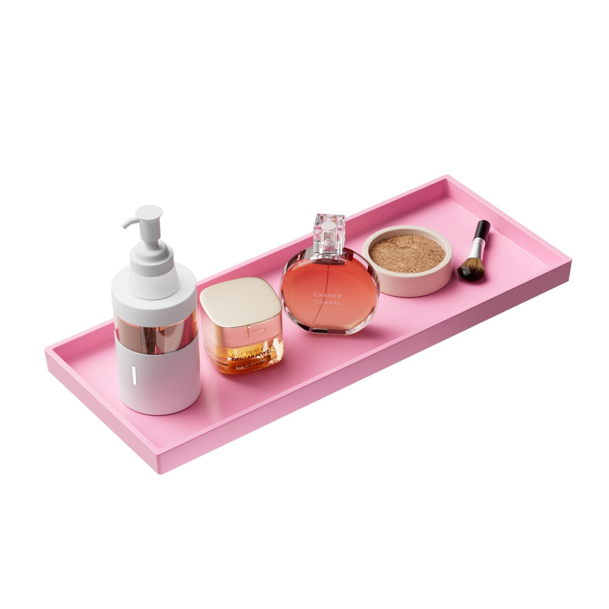 Vanity and Bathroom Tray, 7.7" ABS Countertop Organizer,Waterproof Vanity Tray for Toilet Tank,Perfume,Soap,Keys,Bathroom Accessories,Kitchen and Bath Trays,Non Slip Small Trays,White