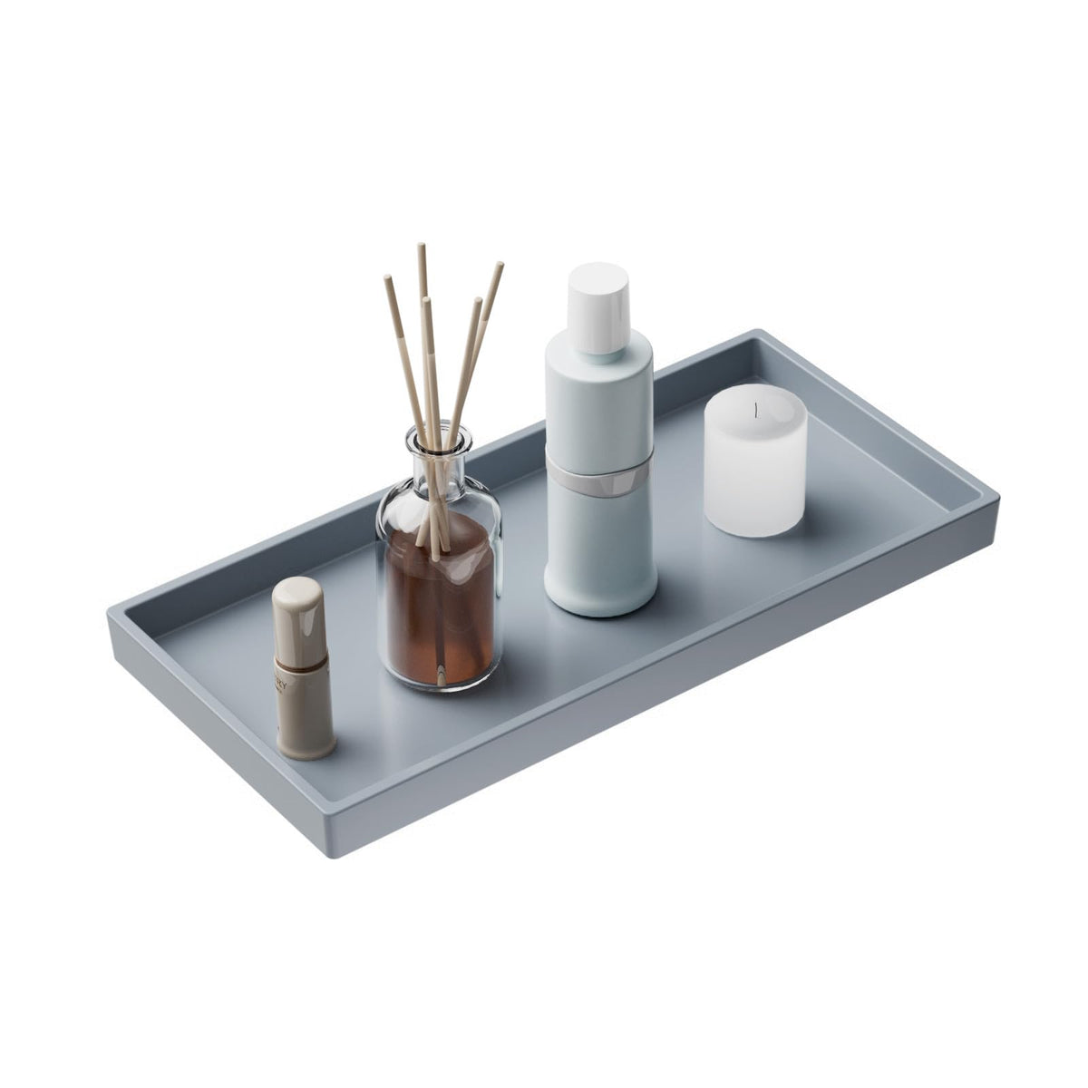 Vanity and Bathroom Tray, 7.7" ABS Countertop Organizer,Waterproof Vanity Tray for Toilet Tank,Perfume,Soap,Keys,Bathroom Accessories,Kitchen and Bath Trays,Non Slip Small Trays,White