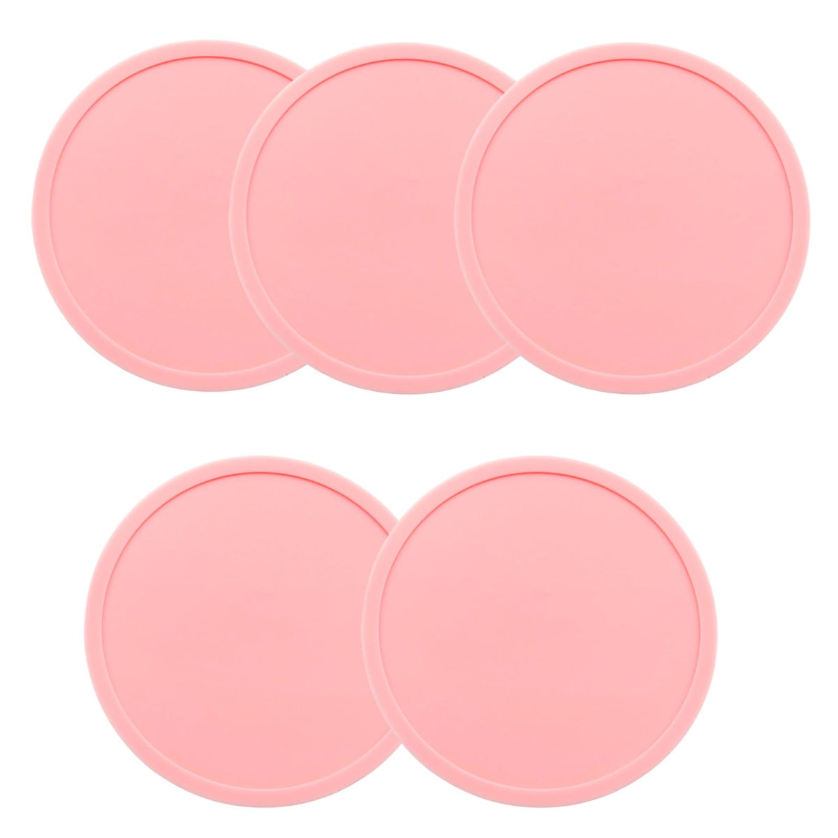 5 Pack Pink Coasters,Non-Slip Cup Coasters for Tables,Office, Desks,Kitchen,Bar,Drink Coasters,3.93inch