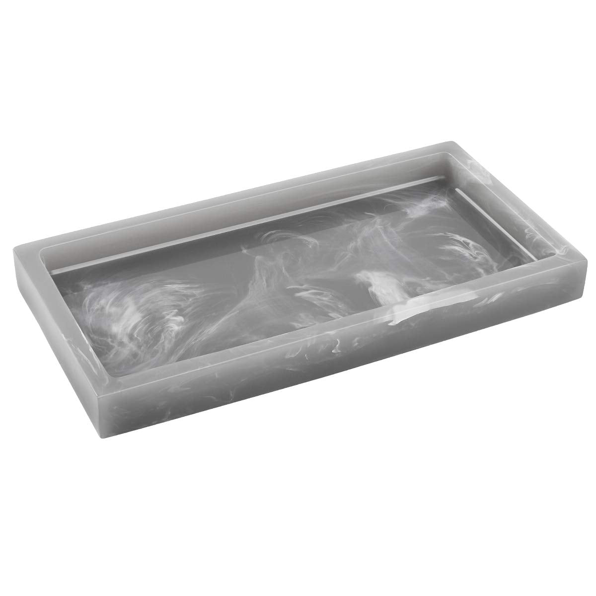 Luxspire Resin Bathroom Tray for Countertop Organizer, Mini, White Marble