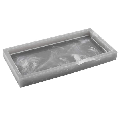 Luxspire Resin Bathroom Tray for Countertop Organizer, Mini, White Marble
