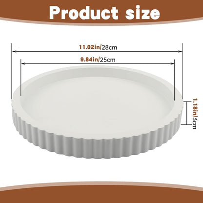 White Round Wood Tray, 11 in Fluted Vanity Tray