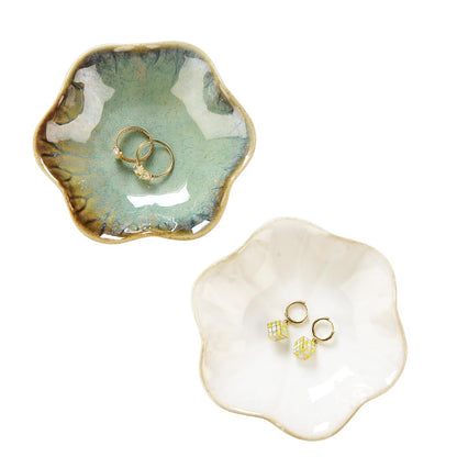 JAMEND CLXP Lotus Leaf Shape Decorative Ring Tray, Small Key Bowl, Ceramic Trinket Tray Jewelry Dish Organizing Necklace Earrings, Home Decoration for Mom Best Friend Sister, Light Green.
