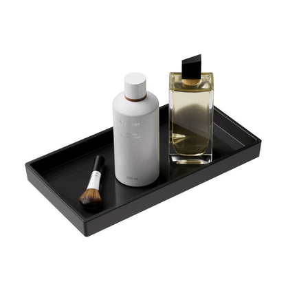 Vanity and Bathroom Tray, 7.7" ABS Countertop Organizer,Waterproof Vanity Tray for Toilet Tank,Perfume,Soap,Keys,Bathroom Accessories,Kitchen and Bath Trays,Non Slip Small Trays,White