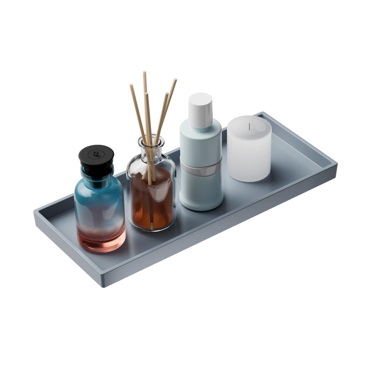 Vanity and Bathroom Tray, 7.7" ABS Countertop Organizer,Waterproof Vanity Tray for Toilet Tank,Perfume,Soap,Keys,Bathroom Accessories,Kitchen and Bath Trays,Non Slip Small Trays,White