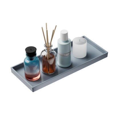 Vanity and Bathroom Tray, 7.7" ABS Countertop Organizer,Waterproof Vanity Tray for Toilet Tank,Perfume,Soap,Keys,Bathroom Accessories,Kitchen and Bath Trays,Non Slip Small Trays,White