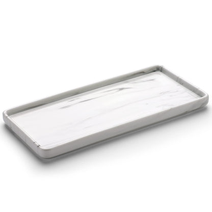 Gurygo 8" Bathroom Trays - Ceramic Vanity Tray for Bathroom - Small Ceramic Tray - Kitchen Soap Trays - Porcelain Dispenser Organizer for Kitchen Bathtub Counter (White)