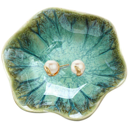 Binoster Ceramic Jewelry Dish,Leaf Jewelry Tray Key Tray,Small Ring Dish Holder Jewelry Plate Trinket Tray Catchall Tray Nightstand Decor For Entryway Green Table Room Decor