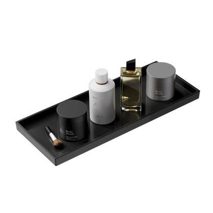 Vanity and Bathroom Tray, 7.7" ABS Countertop Organizer,Waterproof Vanity Tray for Toilet Tank,Perfume,Soap,Keys,Bathroom Accessories,Kitchen and Bath Trays,Non Slip Small Trays,White