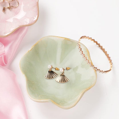 Binoster Ceramic Jewelry Dish,Leaf Jewelry Tray Key Tray,Small Ring Dish Holder Jewelry Plate Trinket Tray Catchall Tray Nightstand Decor For Entryway Green Table Room Decor