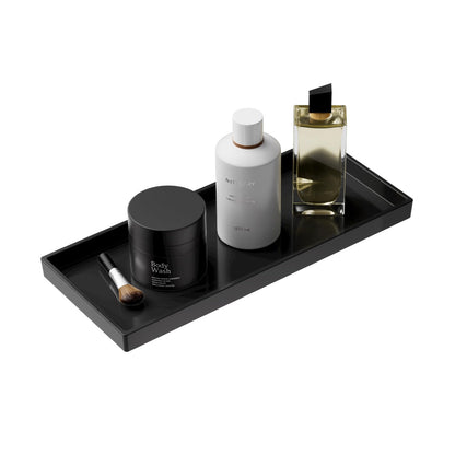 Vanity and Bathroom Tray, 7.7" ABS Countertop Organizer,Waterproof Vanity Tray for Toilet Tank,Perfume,Soap,Keys,Bathroom Accessories,Kitchen and Bath Trays,Non Slip Small Trays,White
