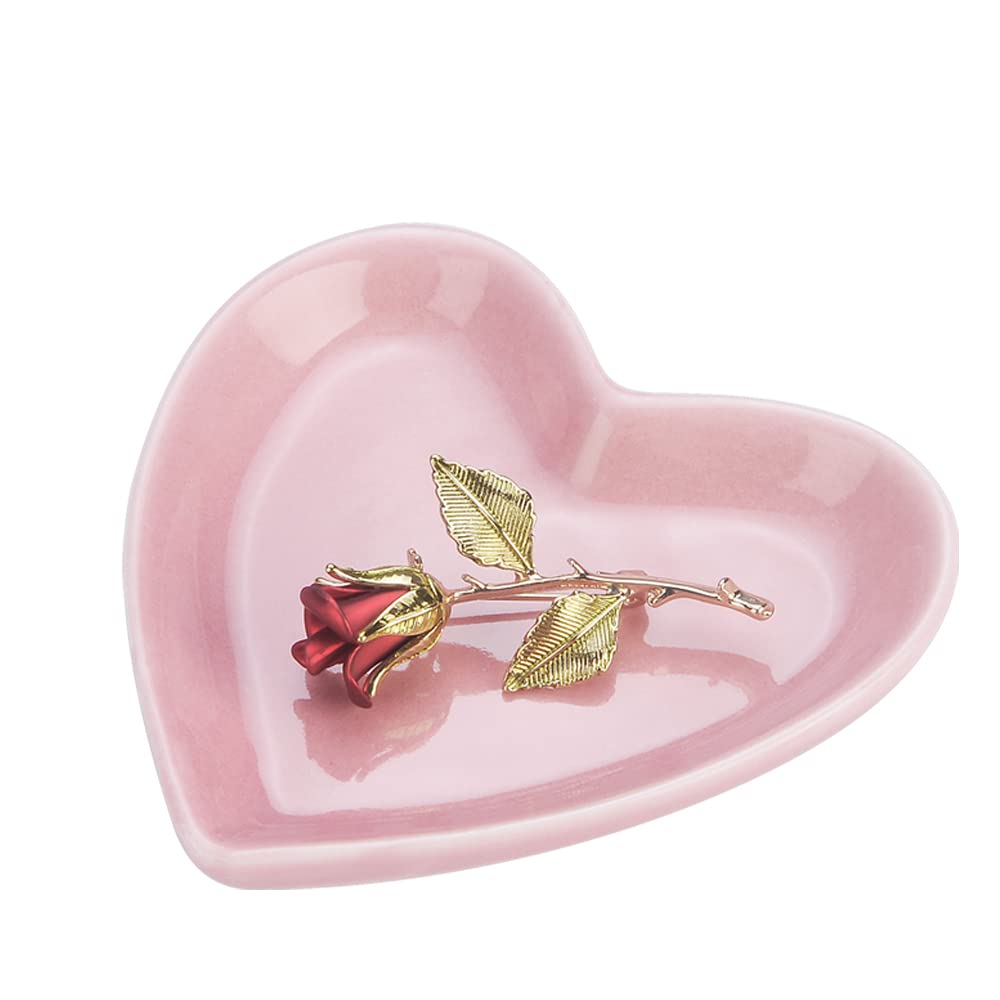 JAMEND CLXP Lotus Leaf Shape Decorative Ring Tray, Small Key Bowl, Ceramic Trinket Tray Jewelry Dish Organizing Necklace Earrings, Home Decoration for Mom Best Friend Sister, Light Green.