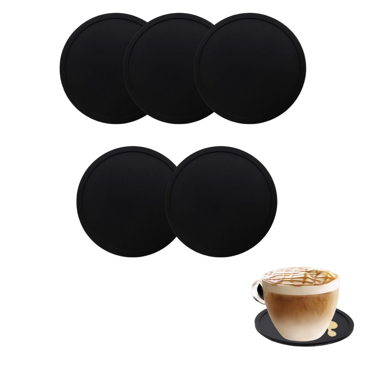 5 Pack Pink Coasters,Non-Slip Cup Coasters for Tables,Office, Desks,Kitchen,Bar,Drink Coasters,3.93inch