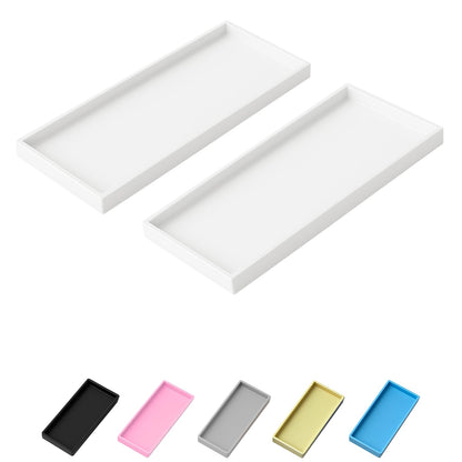 Vanity and Bathroom Tray, 7.7" ABS Countertop Organizer,Waterproof Vanity Tray for Toilet Tank,Perfume,Soap,Keys,Bathroom Accessories,Kitchen and Bath Trays,Non Slip Small Trays,White