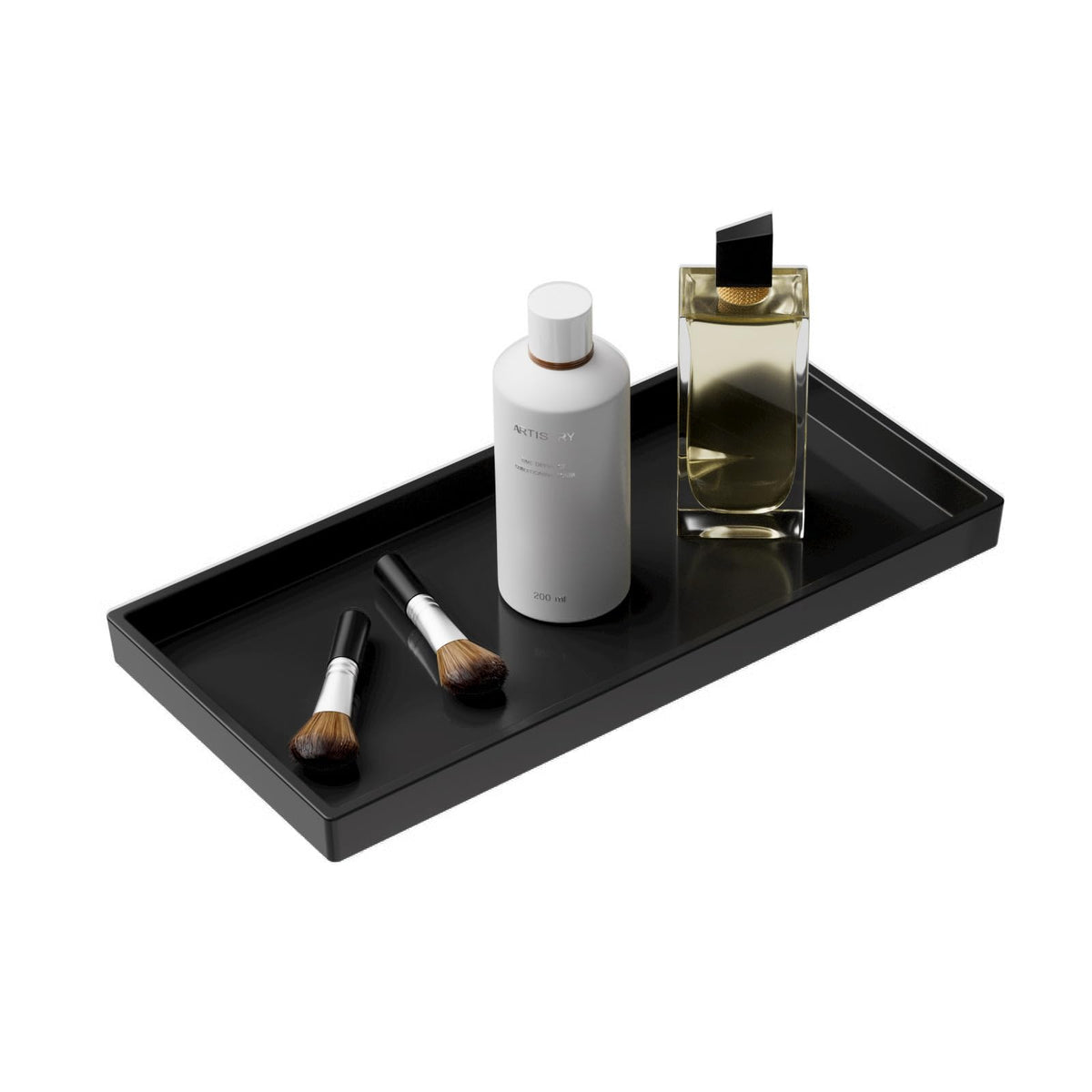 Vanity and Bathroom Tray, 7.7" ABS Countertop Organizer,Waterproof Vanity Tray for Toilet Tank,Perfume,Soap,Keys,Bathroom Accessories,Kitchen and Bath Trays,Non Slip Small Trays,White