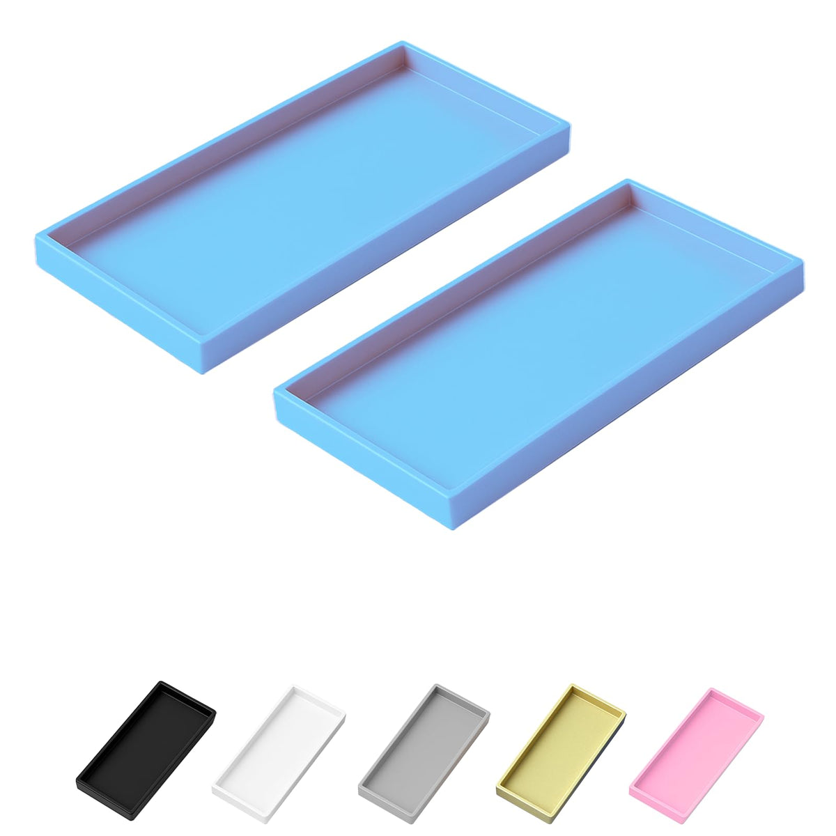 Vanity and Bathroom Tray, 7.7" ABS Countertop Organizer,Waterproof Vanity Tray for Toilet Tank,Perfume,Soap,Keys,Bathroom Accessories,Kitchen and Bath Trays,Non Slip Small Trays,White