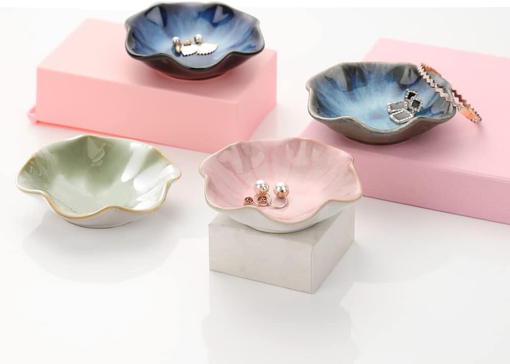 Binoster Ceramic Jewelry Dish,Leaf Jewelry Tray Key Tray,Small Ring Dish Holder Jewelry Plate Trinket Tray Catchall Tray Nightstand Decor For Entryway Green Table Room Decor